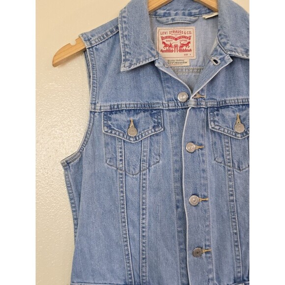 Levi's Sleeveless Jumpsuit Womens Size Small Button Down Premium Quality Blue - Picture 6 of 13
